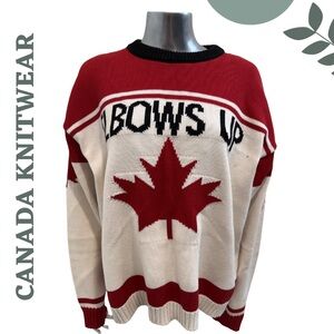Canada Knitwear Elbows Up Maple Leaf Sweater XL Made Canada